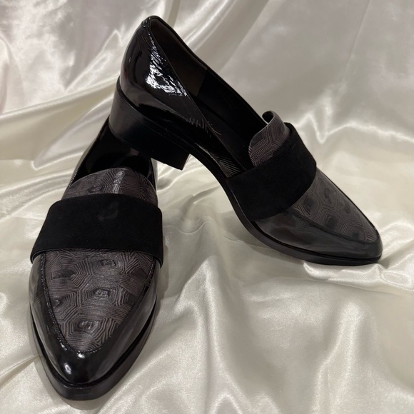 3.1 Phillip Lim Quinn Leather Loafers Tortoise Shell Suede Black Classic 38/8 - Picture 3 of 15